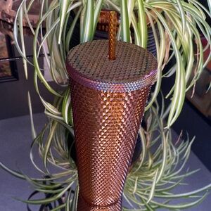 Starbucks 50th Anniversary Studded 24oz Cup Tumbler Bronze Gold Copper-011124692